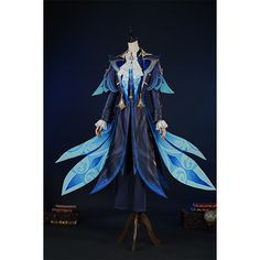 Genshin Impact Neuvillette Cosplay Costume Neuvillette Cosplay, Headdress Feather, Genshin Impact Neuvillette, Fake Collar, Feather Headdress, Tie Bow, Whole Body, Gold Threads, Tie Accessories