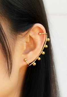 Gold Ear Climber Ear Climber Ear Crawler Gold Ear Crawler | Etsy Gold Ear Crawlers, Fabric Cuff Bracelet, Gold Cartilage Earrings, Gold Ear Climbers, Crawler Earrings, Gold Ear Jacket, Ear Crawler, Ear Crawler Earrings, Ear Crawlers