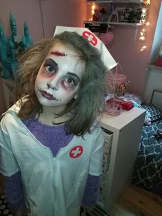 Nurse Zombie Makeup, Kids Zombie Face Paint, Halloween Zombie Makeup Kids, Zombie Makeup Halloween Kids, Zombie Kids Makeup, Zombie Face Makeup For Kids, Zombie Make Up For Kids, Kid Zombie Makeup, Zombie Makeup For Kids