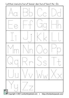 the alphabet worksheet for children to learn how to write and spell it out