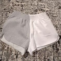 Half White And Half Gray Junior’s Shorts. New Without Tags. Size Small In Juniors. 80% Cotton , 20% Polyester. Casual Stretch Color Block Shorts, Stretch Color Block Bottoms, Short Shape, Casual Color Block Bottoms For Summer, Casual White Pajama Shorts, White High-waisted Summer Pajama Shorts, Trendy White Cotton Pajama Shorts, White Stretch Color Block Bottoms, White Summer Cotton Athletic Shorts, Casual White Pajama Shorts With Elastic Waistband