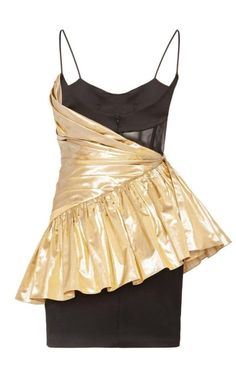 Crafted from a blend of silk into a mini silhouette, this metallic number is designed with ruffle details and a semi-sheer bodice.Zip fastening along back. Composition: 20% silk, 78% polyester, 2% elastane Lining: 98% polyester, 2% elastane. Dry clean. Color: metallic Mini Dress Runway, Dress Drape, Twist Top, Runway Dresses, Darling Dress, Luxury Women Fashion, Moda Operandi, Fashion Collection, Jacket Dress