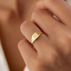 14k Gold Signet Ring / 14K Gold Geometric Pinky Ring / Square Signet Ring For Women / Simple Thick Band Ring By Ferkos Fine Jewelry   ▶ Item Details * Handmade * Made to Order * Gold KT: 14K Solid Gold (also available in 18K) * Gold Color Options: Rose Gold, Yellow Gold, White Gold * Signet: 6.5 x 6.5 MM * Ready to Ship in 3-10 Business Days ▶ See more of our Gold Wedding Bands here - https://etsy.me/3X3uf9F ▶ See our storefront here - http://etsy.me/2lUcVnH  ▶ All store sections here * Diamond Rings - http://etsy.me/2lwKUl8 * Diamond Earrings - http://etsy.me/2lyqVBP * Diamond Necklace - http://etsy.me/2mqa6O1 * Diamond Bracelets - http://etsy.me/2mVrAB5 * Gold Necklaces - http://etsy.me/2lUxj86 * Gold Bracelets - http://etsy.me/2l9VKBr * Gold Bangle - http://etsy.me/2l9VKBr * Gold Earrin Fine Jewelry Gold-plated Rings Stamped 14k, 14k Gold Open Ring Jewelry For Promise, Modern Rose Gold Ring Stamped 14k, Classic Gold Plated Open Band Jewelry, Modern 14k Gold Jewelry, Minimalist Yellow Gold Jewelry With Polished Finish, Modern 14k Gold Ring Jewelry, Minimalist Polished Yellow Gold Jewelry, 14k Gold Filled Jewelry For Anniversary