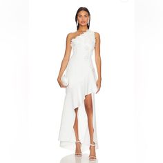 White Embellished Elliatt Tahlia Gown - Floral Embellishments - Asymmetrical One Shoulder - Size Small - Worn Once And Dry Cleaned Perfect For Brides!! Pajama Shirt, Fit N Flare Dress, Fit & Flare, Flare Dress, Trending Accessories, Jean Coat, Trending Shoes, Embellishments, One Shoulder