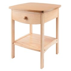 a small wooden table with one drawer open