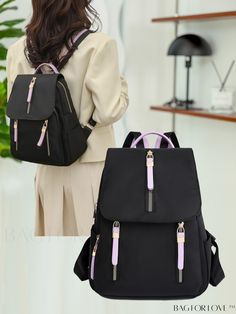 BagForLove - Stylish Womens Multipocket Backpack with Multiple Zippers Black Student Backpack With Pockets, Black Student Backpack With Zipper Pocket, Black Backpack With Ykk Zipper, Black Softback Backpack With Zipper Pocket, Black Softback Backpack With Zipper Closure, School Backpack With Ykk Zipper In Black, Standard Backpack With Pockets, Black School Backpack With Ykk Zipper, Black Backpack With Zipper Pocket For Back To School