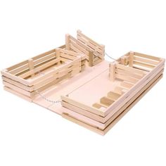 a wooden tray with multiple pieces of wood in it