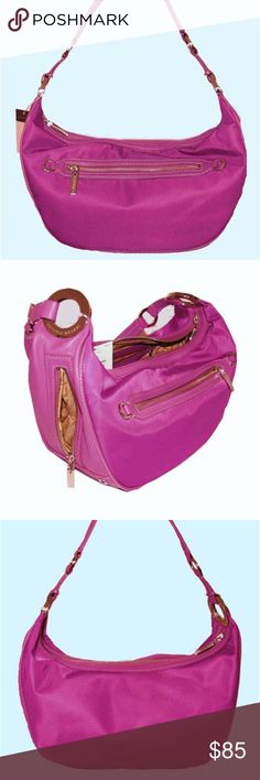 Antonio Melani Shoulder Bag  Fuchsia  Pink Purple? Tag says: *******  FUCHSIA  **** Some think of this color as pink others as purple  photo fairly accurate  Decorative hardware, zippers, etc., on this is silver hardware Leather Trim Shoulder Bag Zip Top  Pockets inside is fully lined with side zip pocket that has 2 smaller open pockets sewn onto it.  other side has open pocket Flat bottom  Dust bag ANTONIO MELANI Bags Shoulder Bags Pink Luxury Hobo Bag, Purple Shoulder Bag With Double Handle And Zipper Closure, Luxury Pink Hobo Bag With Detachable Strap, Purple Shoulder Bag With Zipper Pocket, Elegant Pink Shoulder Bag With Zipper Pocket, Pink Hobo Bag With Removable Pouch For Travel, Purple Travel Hobo Bag, Purple Hobo Bag With Double Handle For Shopping, Pink Hobo Bag With Detachable Strap