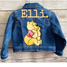 Winnie the pooh jean jacket  Order will be shipped 7 days after its purchased plus 3-5 days to be delivered  If you need fast shipping please add it at checkout. Please be sure about the size  No return or exchange on personalized orders Customizable Denim Jacket For Fall, Customizable Cute Cotton Outerwear, Cute Customizable Cotton Outerwear, Customizable Cotton Denim Jacket For Fall, Customizable Cotton Fall Outerwear, Customizable Long Sleeve Denim Jacket, Customizable Denim Outerwear For Fall, Cute Fitted Denim Jacket With Pockets, Customizable Fitted Denim Jacket Casual Style