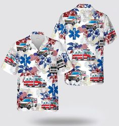 PRODUCT INFORMATION: Our Hawaii shirt is made from polyester, which is perfect for printing. The shirt's colors are vibrant and bright with eye-catching designs that are sure to make you stand out. With a print-on-demand shirt, you'll look your best while enjoying the comfort of the beach.  - Material: Polyester, 100% woven polyester fabric that offers outstanding durability, insulation, and wrinkle resistance.  - Breathable, durable, and easy to care for.  - Full button-down closure.  - Printin School Uniforms, Hawaii Shirt, Baseball Team, Ambulance, Gift For Men, Hawaiian Shirt, Casual Button Down Shirts, Mens Gifts, 4th Of July