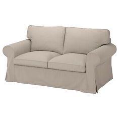 an image of a couch that is in the color taupet and has two pillows on