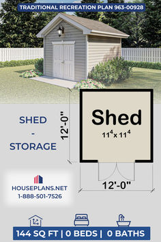 a shed with the measurements for it to be built