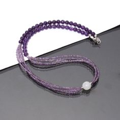 Product Details : ITEM : AMETHYST BEADED DESIGNER NECKLACEItem Code : DGC3044Gemstone Name :  PURPLE AMETHYST, PINK AMETHYSTChain Style : BEADEDBeads Shape : ROUNDLength : 18" ApproxCustomization : **Available**Please Feel Free To Contact If You Have Any Query. Double Strand Amethyst Gemstone Beads Jewelry, Single Strand Amethyst Beaded Necklace For Jewelry Making, Amethyst Gemstone Necklaces With Round Beads, Silver Amethyst Single Strand Necklace, Silver Single Strand Amethyst Necklace, Silver Amethyst Necklace With Single Strand, Lavender Amethyst Gemstone Beaded Necklace, Adjustable Single Strand Amethyst Necklace, Spiritual Amethyst Necklace With Faceted Beads