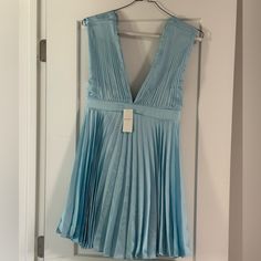 Abercrombie Blue Dress Size M Never Worn, Tags Still On Dress. Light Blue A-line Mini Dress For Evening, Chic Blue V-neck Dress, Blue A-line Spring Dress, Blue A-line Dress For Spring, Light Blue A-line Mini Dress For Party, Chic Blue A-line Dress, Blue Midi-length Pleated Dress For Spring, Blue V-neck Pleated Mini Dress, Blue Pleated Midi Dress For Spring