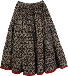 Dark Pattern Print Skirt For Summer - This contemporary brick red and white print on a black base is very doable, very practical.  Make a graphic statement this season in this short skirt, created from woven cotton. #tlb #Printed Patterned Maxi Skirt Outfit, Quilt Skirts, Bridesmaids Outfits, Maxi Skirt Outfit, Womens Skirt Outfits, Dark Pattern, Short Black Skirt, Quilted Skirt, Package Ideas