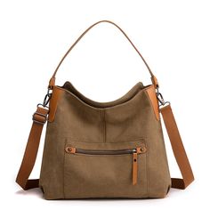 Color: Coffee Canvas Bucket Bag With Large Capacity, Large Canvas Bucket Shoulder Bag, Khaki Canvas Hobo Shoulder Bag, Khaki Canvas Hobo Bag Tote, Vintage Large Capacity Crossbody Bucket Bag, Large Capacity Khaki Canvas Shoulder Bag, Large Capacity Canvas Hobo Shoulder Bag, Brown Canvas Hobo Bag With Canvas Lining, Large Capacity Khaki Cotton Shoulder Bag