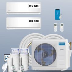 MRCOOL DIY Mini Split 24,000 BTU 2 Zone Ductless Air Conditioner and Heat Pump DIY-B-227HP1212 - ACunitsforless.com Ductless Ac, Ductless Air Conditioner, Air Conditioner Condenser, Product Brochure, 1000 Sq Ft, Heat Pump System, Air Handler, Air Conditioning Repair, Split System