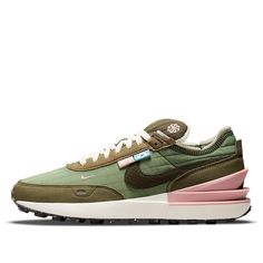 (WMNS) Nike Waffle One NN 'Toasty - Oil Green' DO4661-331 - KICKS CREW Luxury Green Synthetic Sneakers, Nike Waffle One, Perfect Sneakers, Nike Waffle, Sport Sneakers, Mode Style, Sandals Summer, Stylish Sneakers, Sneaker Head