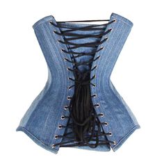 The Plus Size Denim Corset Top is a versatile option that can cater to multiple purposes, such as tight-lacing, shaping the body, and waist training. It is a valuable investment for individuals looking to achieve their desired figure or aesthetic. Moreover, this corset can make you stand out from the crowd and be the center of attention. This Jeans Under Bust Corset offers substantial lumbar, middle, and lower back support, as well as potentially enhancing posture when worn during work. Construc Fitted High Waist Denim Blue Corset, Denim Blue High Waist Fitted Corset, Spring Blue Denim Corset, Fitted Dark Wash Corset, Fitted Denim Blue Corset, Denim Blue High Waist Corset, High Waist Denim Corset, Fitted Denim Corset In Medium Wash, Fitted Denim Corset