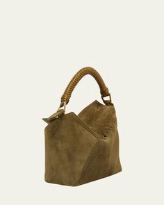 Loewe "Puzzle Edge" top handle bag in textured leather and suede     Top handle     Detachable shoulder strap    Can be worn as a top handle or shoulder bag     Foldover flap top with zip closure     Approx. 10.2"H x 16.1"W x 4.1"D    Made in Spain Autumn Green, Loewe Puzzle, 2024 Wishlist, Suede Top, Suede Tops, Loewe Bag, Chain Strap Bag, Oversized Tote Bag, Oversized Tote