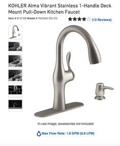 an advertisement for a kitchen faucet with instructions on how to install the faucet