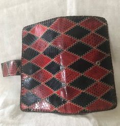 "Nice looking 1970's patch work top stitch red and black reptile leather wallet and checkbook holder. In very good vintage condition. Inside is bright red leather. Measurements are; 7\" x 3 1/4\" Feel free to convo me with any further questions. Thank you for your interest." Patch Work Top, Reptile Accessories, Quartz Crystal Jewelry, Reptile Skin, Providence Ri, Vintage Hippie, Patch Work, Crystal Choker, Vintage Bridal