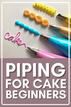 the words piping for cake beginners written in crochet hooks and yarn