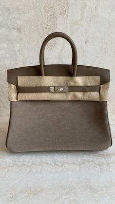 *The bag comes in full set with original store receipt. Luxury Taupe Rectangular Bag, Luxury Neutral Bags For Formal Occasions, Luxury Neutral Bags, Taupe Travel Bag With Palladium Hardware, Designer Taupe Bags For Daily Use, Luxury Taupe Travel Bag, Luxury Khaki Rectangular Bag, Hermes Birkin 25, Birkin 25