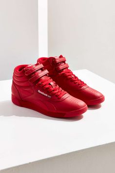 Red High Tops, Fresh Sneakers, Nike Air Force Ones, Leather High Tops, Nike Shoes Women, On Sneakers, Chunky Sneakers