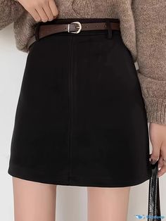 Orcajump - Solid High Waist Skirt, Casual A Line Mini Skirt, Women's Clothing Solid Mini Skirt For Winter, Non-stretch Solid Mini Skirt, Winter Solid Color Mini Length Bottoms, Casual Winter Mini Skirt, Trendy Solid Mini Skirt For Winter, Solid Color Non-stretch Mini Skirt, Casual Solid Skort For Winter, Casual Solid Color Skort For Fall, Casual Fall Skort In Solid Color