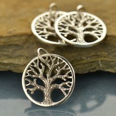 Sterling Silver Textured Tree Charm Oakland Tree, Family Trees, The Tree Of Life, Tree Necklace, Silver Tree, Monogram Jewelry, Wooden Cross, Tree Of Life Necklace, Tree Of Life Pendant