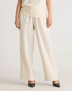 100% European Linen Wide Leg Pants Quince Linen, Linen Lounge Pants, Linen Lounge, Linen Wide Leg Pants, Linen Collection, Vacation Vibes, Wide Leg Linen Pants, European Linens, Casual Work