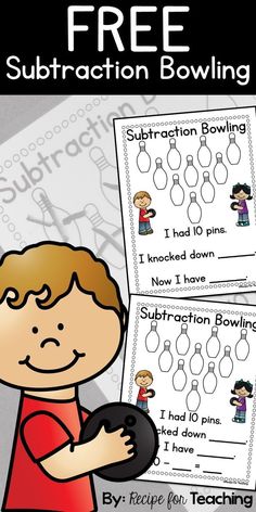 the free subtraction bowling game is perfect for kids to practice their handwriting skills