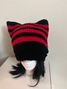 It's that time year again... HAT season. What could be better than a striped cat hat? Nothing. Perfect for a gift or for yourself. This is made to keep your head warm in style. Add some my hair clips to it for more than one look. Striped Beanie Hat, One Size Fits Most, Striped Beanie Hat One Size, Trendy Cat Ears Winter Hat, Trendy Winter Hat With Cat Ears, Trendy Winter Hats With Cat Ears, Striped Winter Hats One Size Fits Most, Winter Striped Hats One Size Fits Most, Trendy Cat Design Hats With One Size Fits Most, Trendy Cat Design Hat (one Size Fits Most)