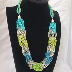 Susan Graver, Necklace Turquoise, Turquoise Green, Multi Strand, Turquoise, Green