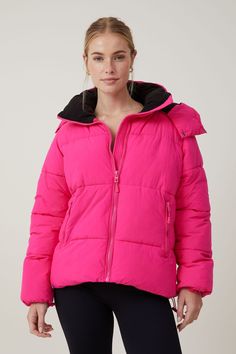 The Recycled Mother Puffer Jacket 3.0 Pink Down Puffer Jacket For Fall, Sporty Puffer Outerwear For Outdoor Activities, Pink Down Outerwear For Outdoor, Pink Nylon Puffer Outerwear, Sporty Puffer Jacket With Padded Collar For Outdoor Activities, Pink Quilted Puffer Jacket For Cold Weather, Pink Puffer Jacket With Detachable Hood For Cold Weather, Sporty Pink Hooded Puffer Jacket, Pink Puffer Outerwear For Outdoor