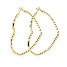 PRICES MAY VARY. Gold Hoop Earrings Size: Loop earrings Length- Approx 1.77 inch Width- Approx 1.77 inch High quality material: Heart hoops plated with real gold, hypoallergenic, lead free and nickel free. Suitable for sensitive ears. Three-layers plating and another protective layer, long lasting color preserving; Delicately polished processing, feel smooth and delicate. Perfect gift: Heart hoop earrings are carefully packed in an elegant jewelry box. Definitely an ideal gift to your mother, da Trendy Hoop Earrings For Valentine's Day, Heart Shaped Hoop Earrings With Ear Wire, Trendy Metal Heart-shaped Hoop Earrings, Valentine's Day Hoop Jewelry In Metal, Valentine's Day Hoop Metal Jewelry, Valentine's Day Metal Hoop Jewelry, Metal Hoop Earrings For Valentine's Day, Gold Metal Hoop Earrings For Valentine's Day, Valentine's Day Open Heart Hoop Earrings