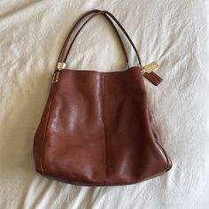 Stunning Unique Coach Bag With Silky Leather Interior Approx 10.5" Length, 11.25" Height, 3.25" Depth Elegant Cognac Hobo Bag With Rectangular Shape, Elegant Cognac Hobo Bag In Rectangular Shape, Classic Cognac Hobo Bag For Shopping, Elegant Cognac Hobo Shoulder Bag, Formal Cognac Satchel Hobo Bag, Elegant Cognac Hobo Bag With Leather Lining, Classic Cognac Shoulder Bag For Shopping, Cognac Hobo Shoulder Bag For Formal Occasions, Elegant Cognac Hobo Bag For Everyday