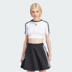 adidas 3-Stripes Baby Tee - White | Women's Lifestyle | adidas US Adidas Shirt Women, Adidas Outfit, Adidas Shirt, Women Lifestyle, Adidas Online, Baby Tee, Shirt Women, Infant Tees, Stripes