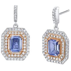 If violet is your favorite color, add these simulated tanzanite earrings with cubic zirconia accents to your collection; free shipping from Peora Alexandrite Necklace, Jewelry Questions, Blue Sapphire Bracelet, Blue Sapphire Necklace, Tanzanite Earrings, Tourmaline Earrings, Classic Earrings, Tanzanite Gemstone, Cubic Zirconia Earrings