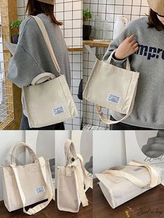 Bird in Bag - Womens Canvas Casual Tote Shoulder Bag with Zipper Closure Bag With Zipper, Casual Tote, Boston Bag, Bag Bag, Bird In Bag, Polyester Material, Tote Bags, Boston, Color White