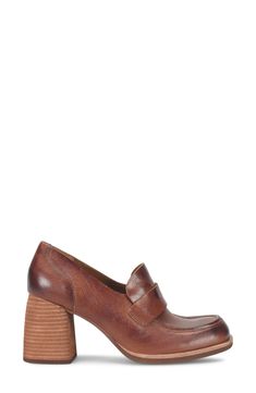 A squared-off moc toe and loafer-inspired topline distinguish a leather pump set on a cushioned footbed and stacked block heel. 3" heel Cushioned footbed Leather upper/textile lining/rubber sole Imported Brown Loafers With Sculpted Heel And Round Toe, Brown Leather Loafers With Sculpted Heel, Casual Leather Block Heels With Stacked Heel, Fall Stacked Heel Block Heels For Work, Fall Square Toe Heels With Stacked Heel, Fall Workwear Block Heels With Stacked Heel, Leather Slip-on Heels With Stacked Heel, Slip-on Block Heels For Work, Brown Stacked Heel Court Shoes For Work