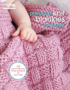 a baby laying on top of a pink blanket with the words precut knit blankets for baby