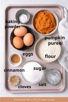 an image of ingredients for pumpkin pie on a tray