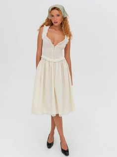 Morgan Midi Dress — Beige | For Love & Lemons Skirt With Embroidery, Summer Escape, The Morgan, Dress Beige, White Midi, Welcome To The Party, Fashion 2024, Eyelet Dress, Little White Dresses