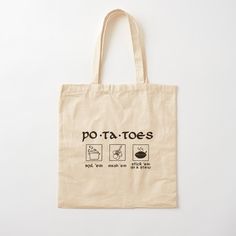 100% cotton reusable shopping carry bag with digital print on one side. Po-ta-to - boil 'em, mash 'em, stick 'em in a stew potatoes,boil em,mash em,stick em in a stew,funny,moviemovie quote,quotes,lord of the rings,samwise,smeagol,gollum,gamgee,typography,lotr,potato,po ta to,funny quotes,lord of the ring,funny ems,mash Stew Potatoes, Quote Tote Bag, Marvel Clothes, Embroidered Bag, Carry Bag, String Art, The Rings, Lord Of The Rings, Cotton Tote Bags