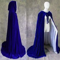 Blue Cloak, Medieval Cloak, ليلو وستيتش, Christmas Velvet, Robe Wedding, Fantasy Dresses, Hooded Cloak