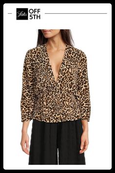 This Leopard Print Top Is Designed With Dolman Sleeves, A Go-To Choice For A Fashionable Look. Plunging Neckline Three-Quarter Sleeves, Dolman Pullover 100% Polyester Machine Wash Made In Usa Of Imported Fabric. Womens - W Trend Separates > Saks Off 5th. Renee C.. Color: Taupe. Size: M. Womens Printed Tops, Sweater Trends, Wardrobe Edit, Leopard Print Top, Swimwear Cover, Summer Trends, Comfortable Dress, Top Sales, Print Top