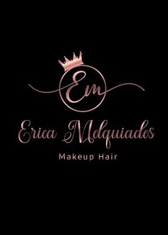 the logo for en era meguados makeup hair, which is pink and gold