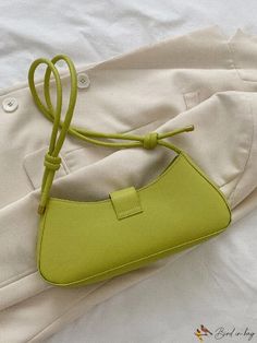 BirdinBag - Elegant Buckle Embellished Baguette Baguette Bag With Detachable Handle For Shopping, Chic Green Handheld Baguette Bag, Baguette Bag With Adjustable Strap For Shopping, Trendy Green Bag With Long Strap, Baguette Shoulder Bag With Detachable Handle For Shopping, Baguette Hobo Bag With Adjustable Strap, Green Bag With Long Strap For Daily Use, Chic Rectangular Hobo Bag With Long Strap, Green Long Strap Bag For Daily Use